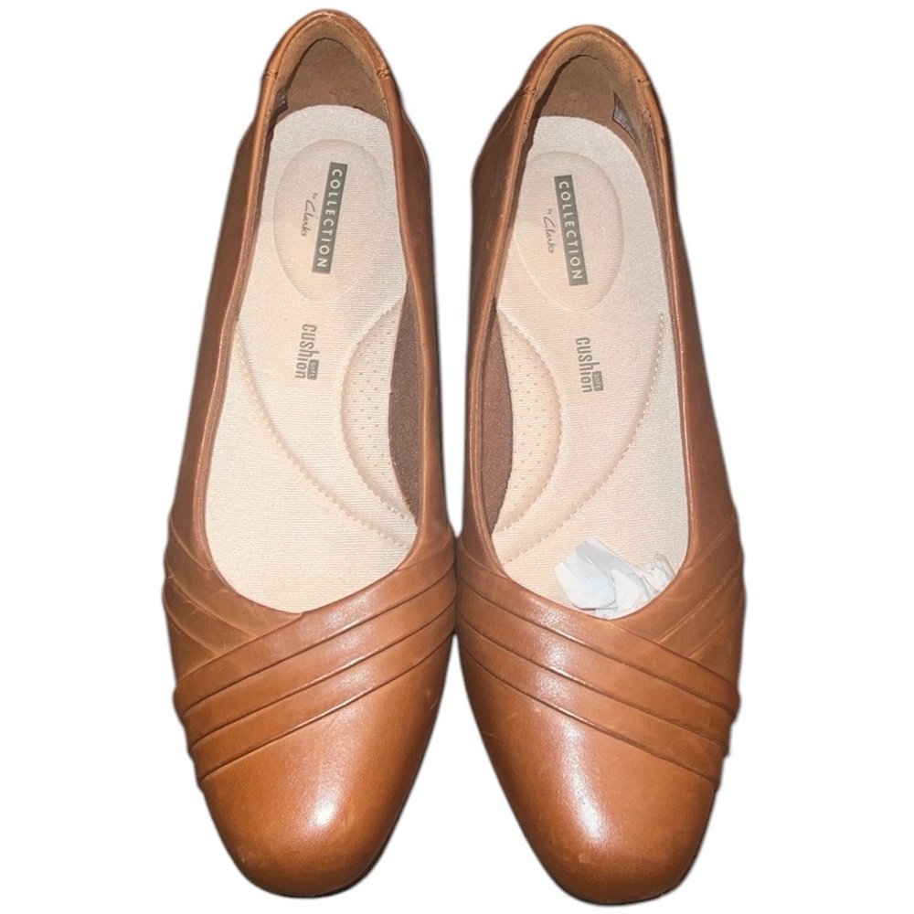 CLARKS JULIET PETRA BROWN LEATHER LOAFERS SLIP ONS DRESS SHOES US WOMENS SZ 9 M